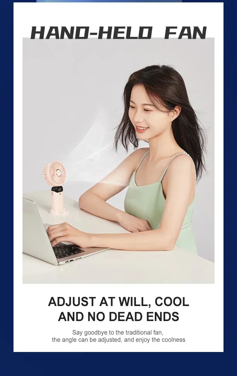 Rechargeable Neck & Handheld Fan — 5-Speed Portable Cooling