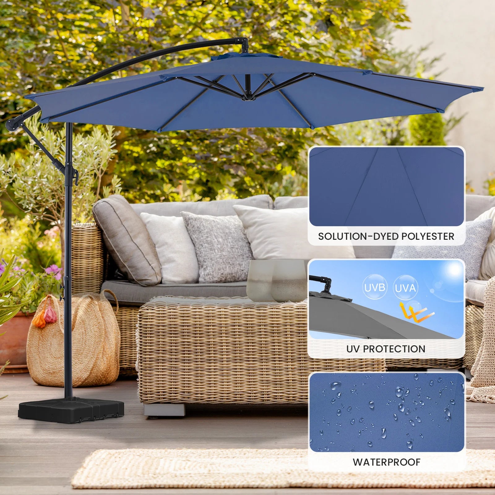 10ft Cantilever Patio Umbrella — UV-Protected Garden Shade
