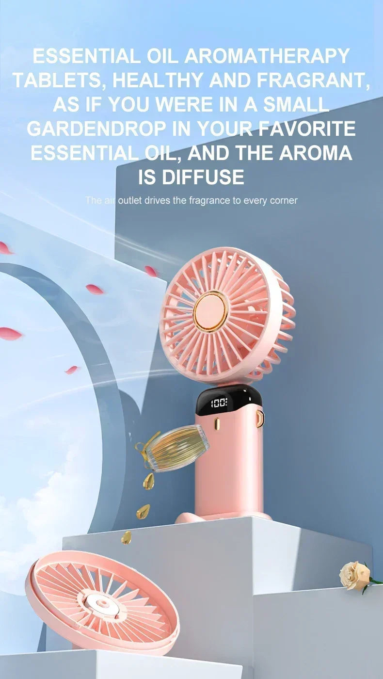 Rechargeable Neck & Handheld Fan — 5-Speed Portable Cooling