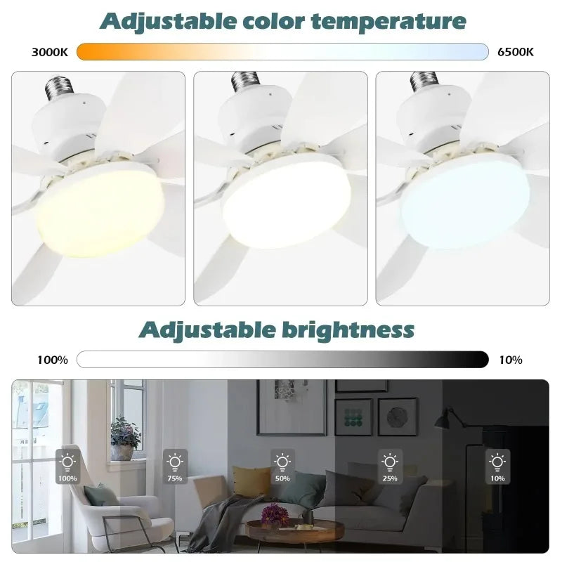 30W LED Ceiling Fan Light with Remote — Dimmable