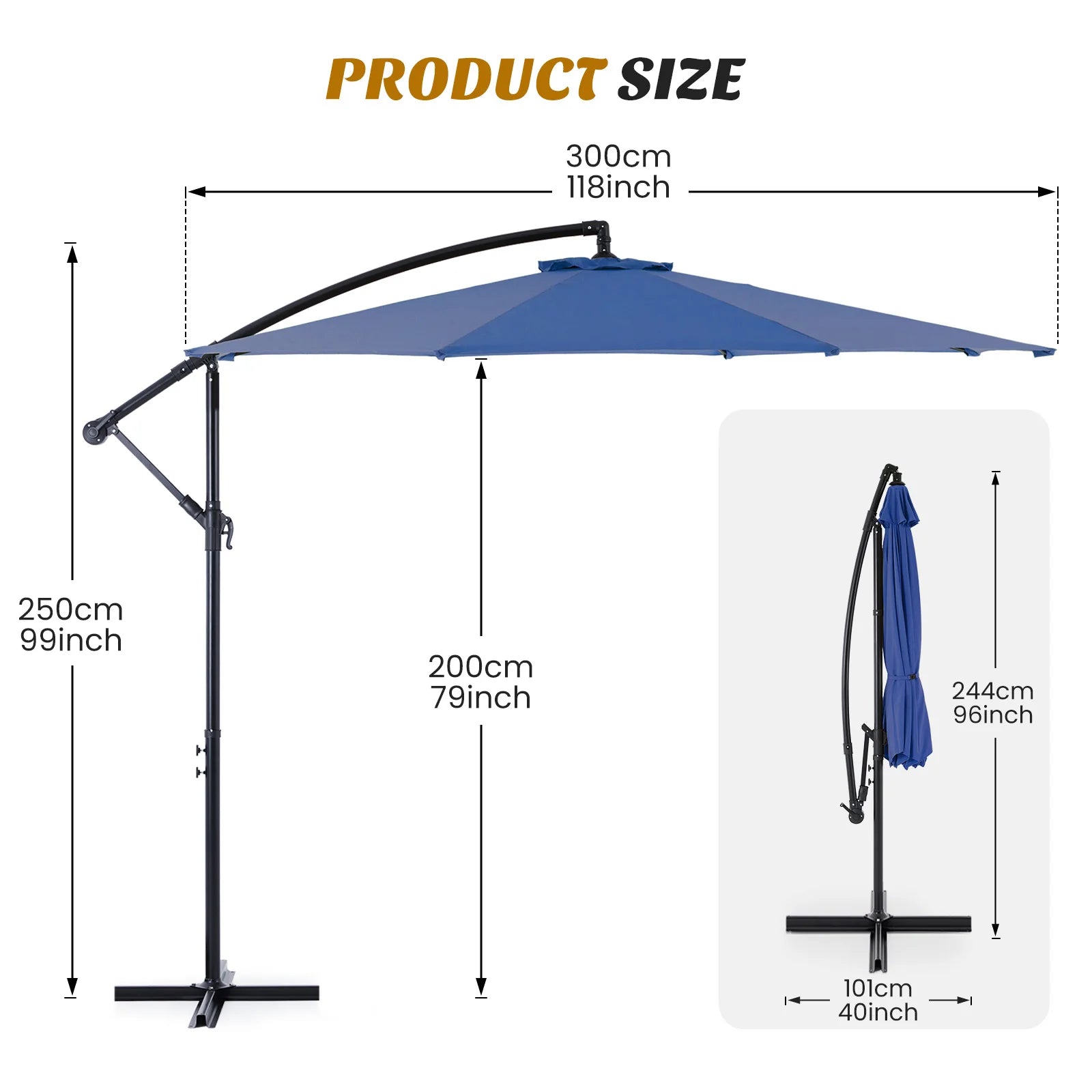 10ft Cantilever Patio Umbrella — UV-Protected Garden Shade