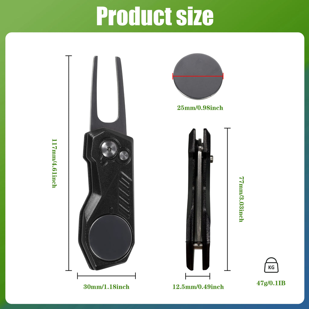 Foldable Pitchfork Divot Tool with Ball Marker | Course Care