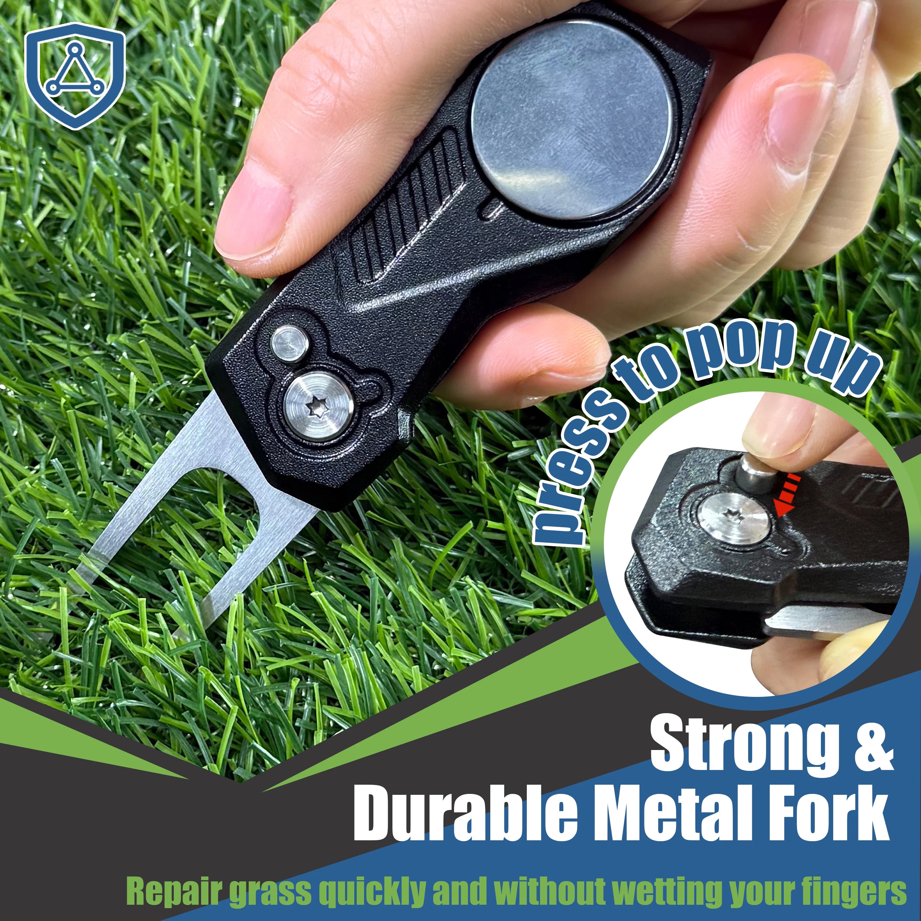 Foldable Pitchfork Divot Tool with Ball Marker | Course Care