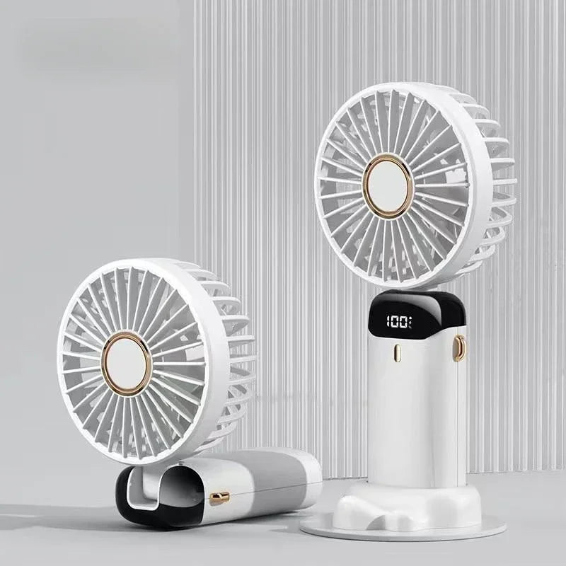 Rechargeable Neck & Handheld Fan — 5-Speed Portable Cooling