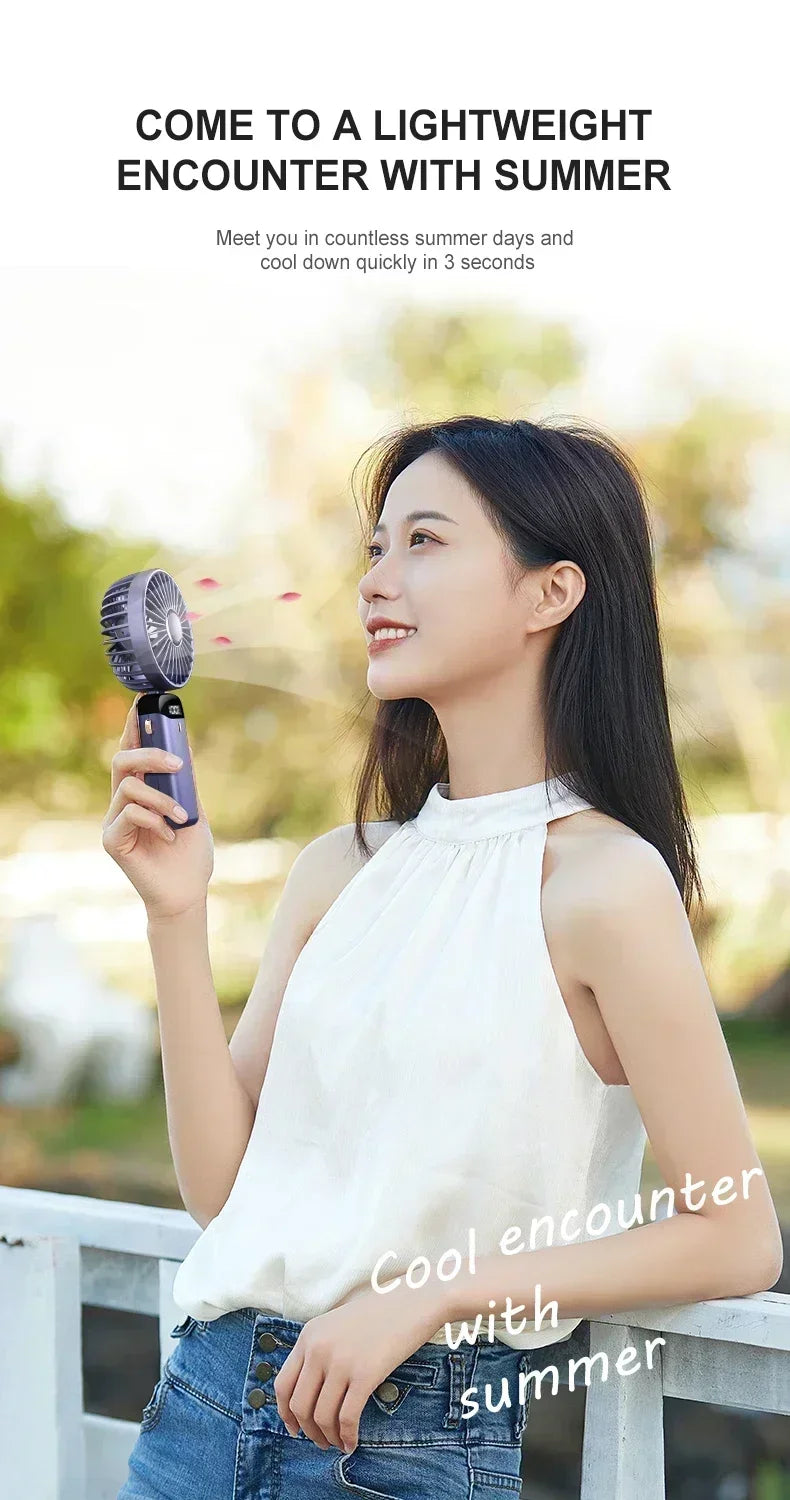 Rechargeable Neck & Handheld Fan — 5-Speed Portable Cooling