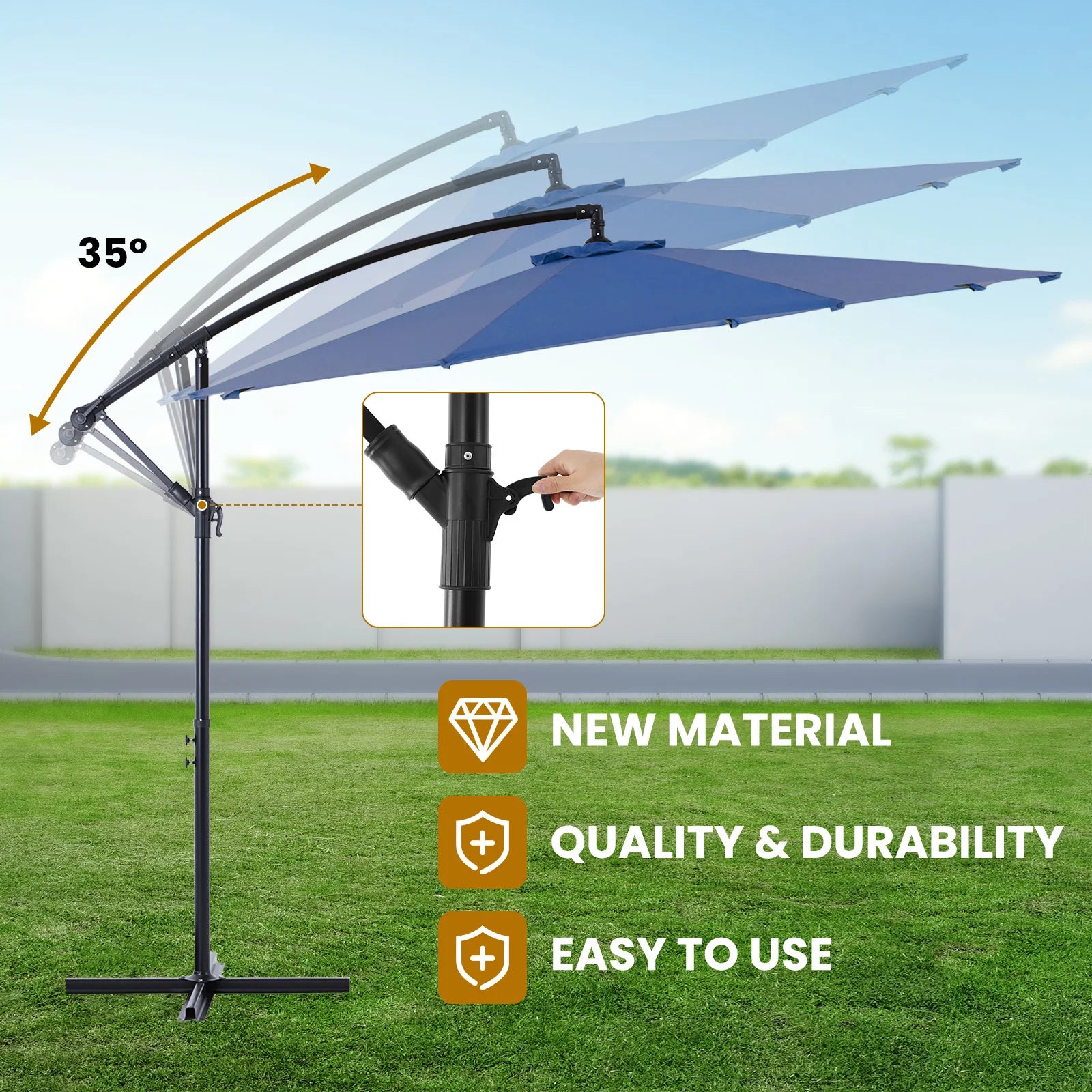 10ft Cantilever Patio Umbrella — UV-Protected Garden Shade