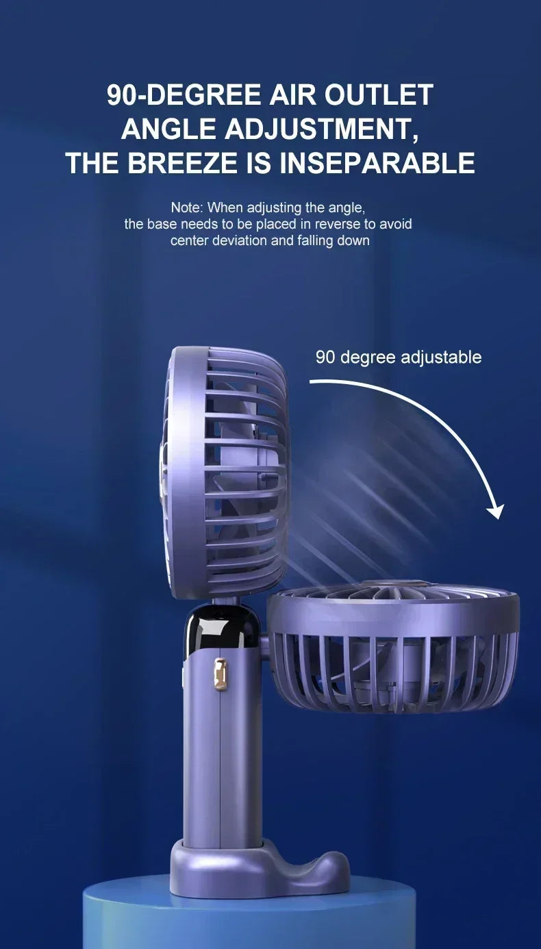 Rechargeable Neck & Handheld Fan — 5-Speed Portable Cooling