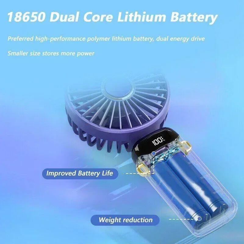 Rechargeable Neck & Handheld Fan — 5-Speed Portable Cooling
