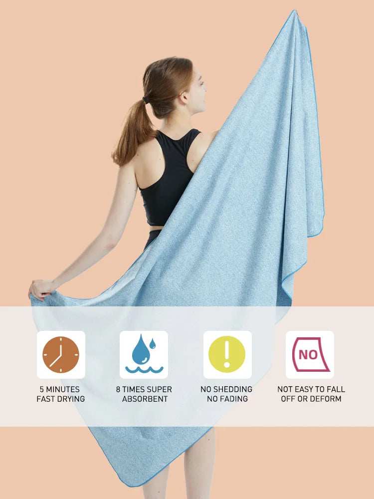 SwiftDry Microfiber Beach Towel — Dries 5× Faster, Silver ION Fresh