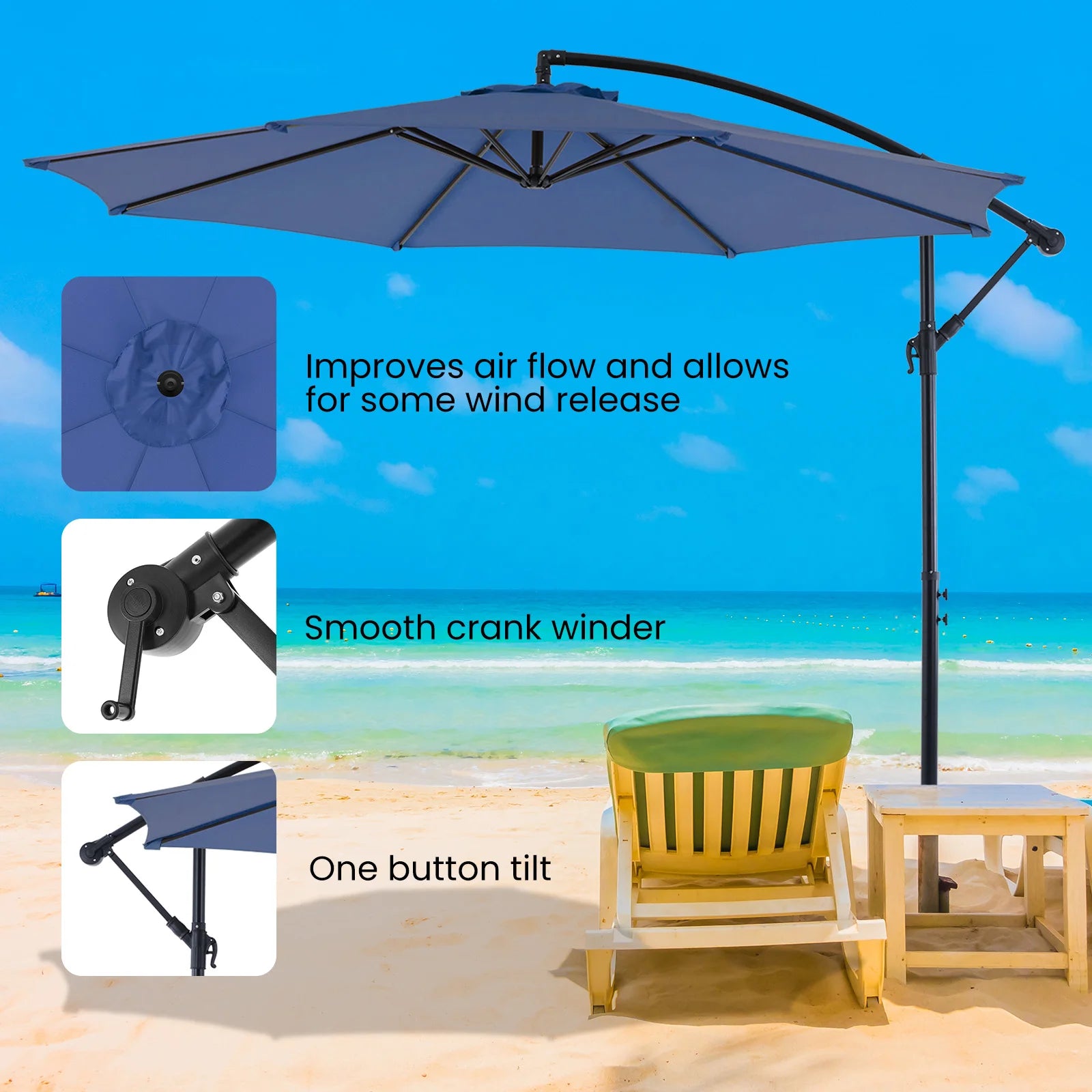10ft Cantilever Patio Umbrella — UV-Protected Garden Shade