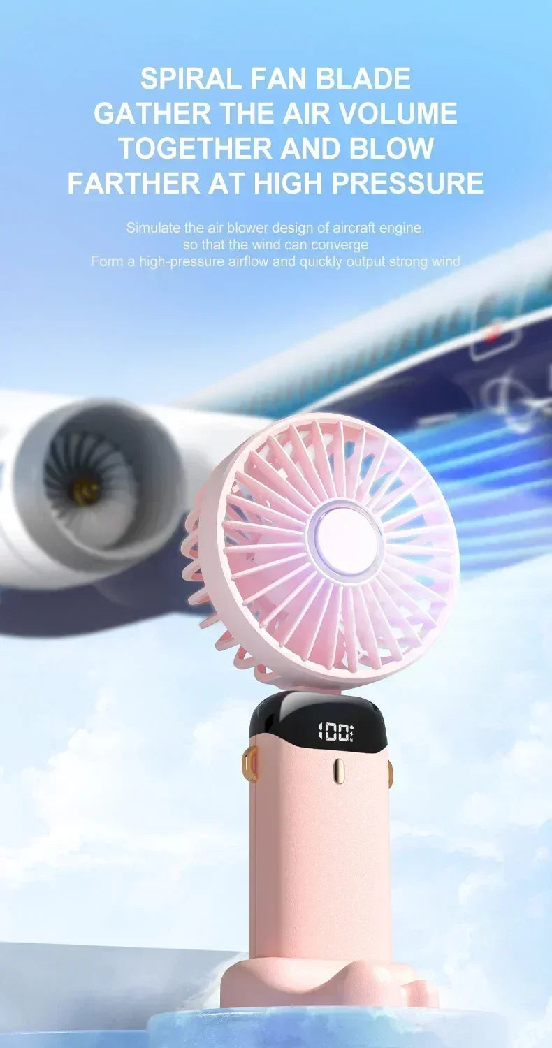 Rechargeable Neck & Handheld Fan — 5-Speed Portable Cooling