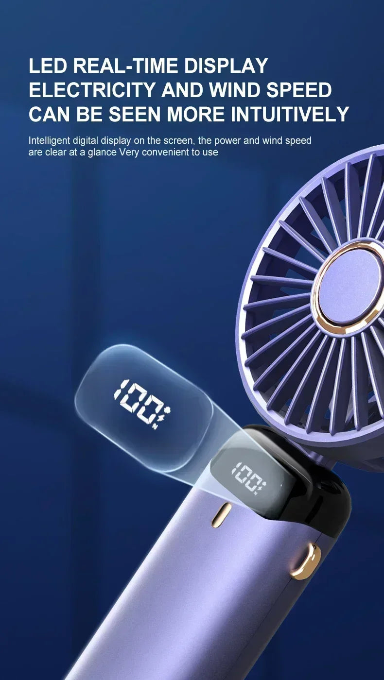 Rechargeable Neck & Handheld Fan — 5-Speed Portable Cooling