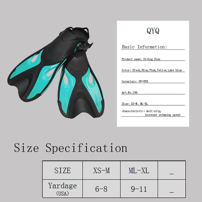 Adjustable Snorkel Fins — Adult Diving & Swim Shoes
