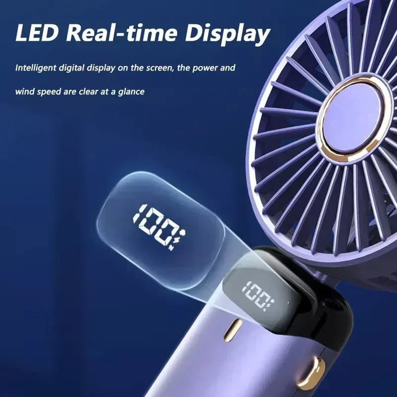 Rechargeable Neck & Handheld Fan — 5-Speed Portable Cooling