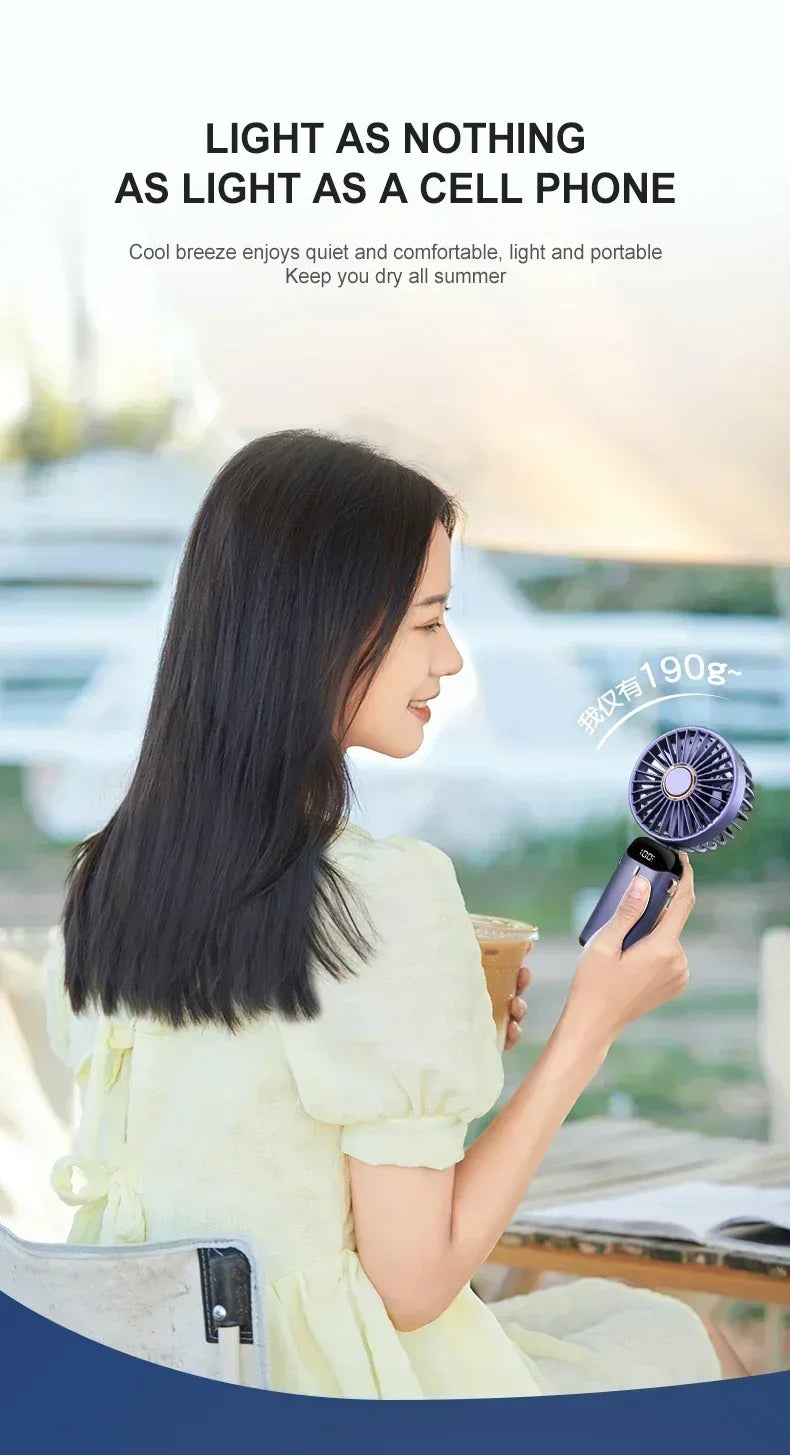 Rechargeable Neck & Handheld Fan — 5-Speed Portable Cooling