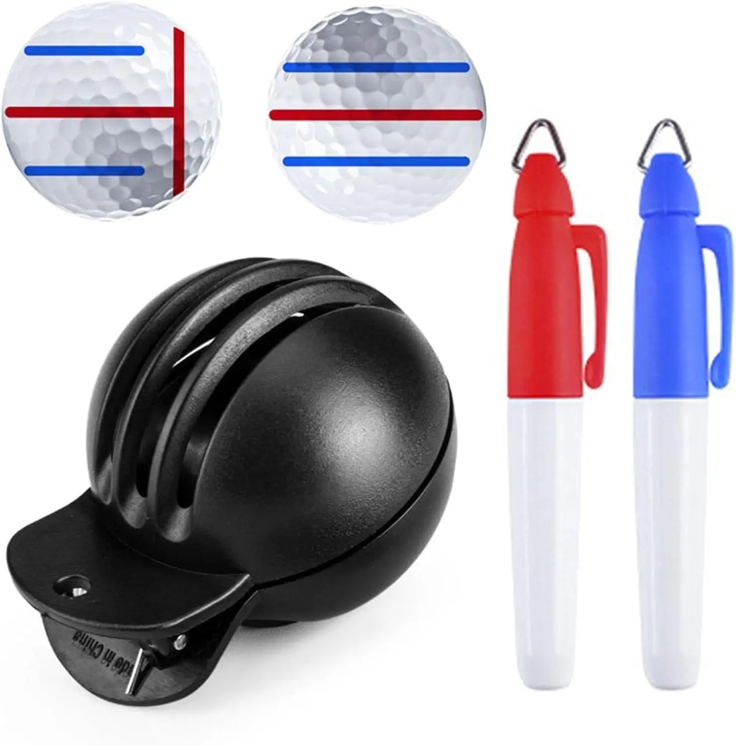Fade-Resistant Golf Ball Liner, Advanced Design Ball Marking Tool | 1 Alignment Tool with 2 Golf Ball Stamp Markers, Golf Ball