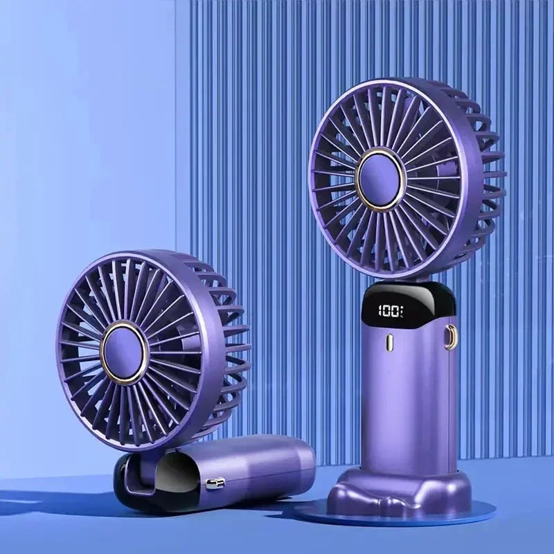 Rechargeable Neck & Handheld Fan — 5-Speed Portable Cooling