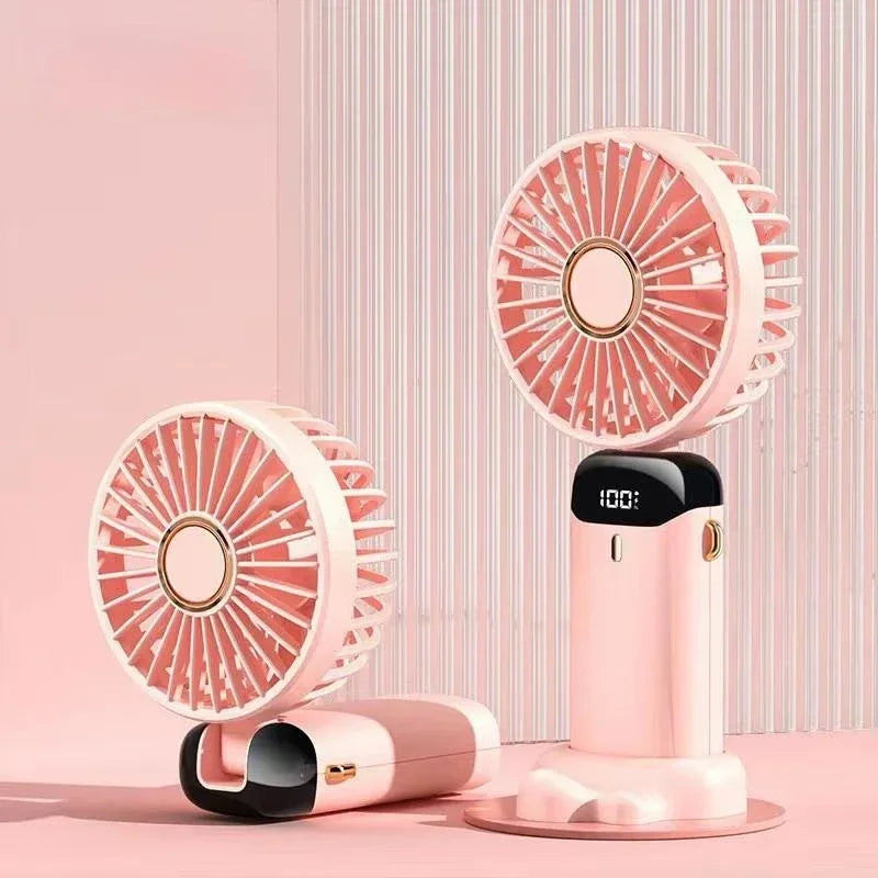 Rechargeable Neck & Handheld Fan — 5-Speed Portable Cooling