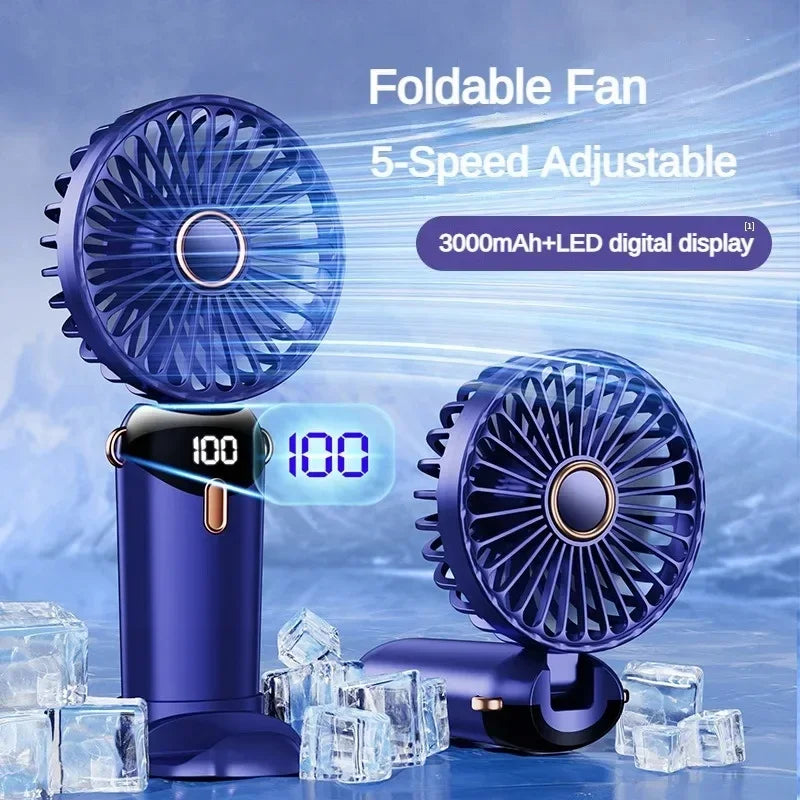 Rechargeable Neck & Handheld Fan — 5-Speed Portable Cooling