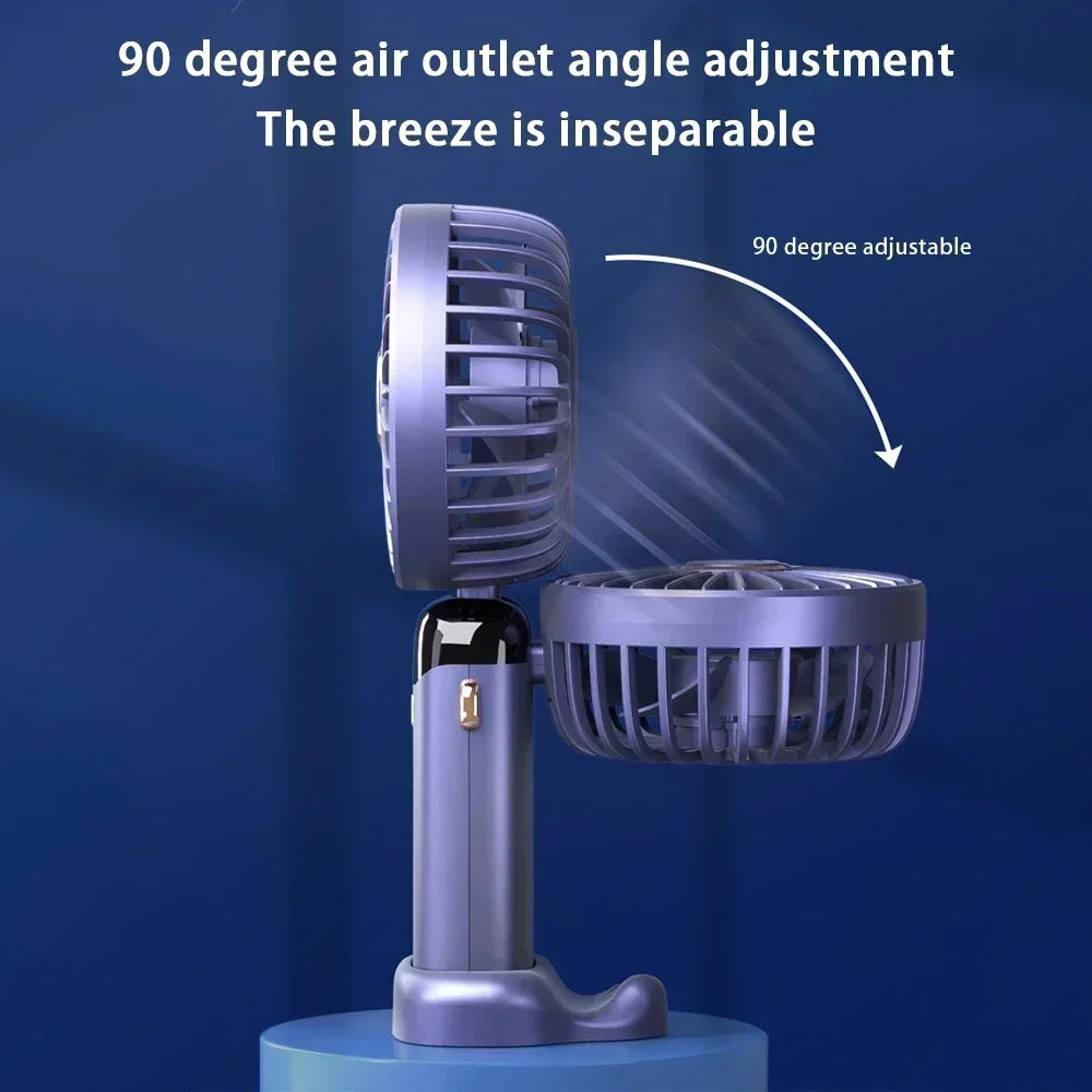 Rechargeable Neck & Handheld Fan — 5-Speed Portable Cooling