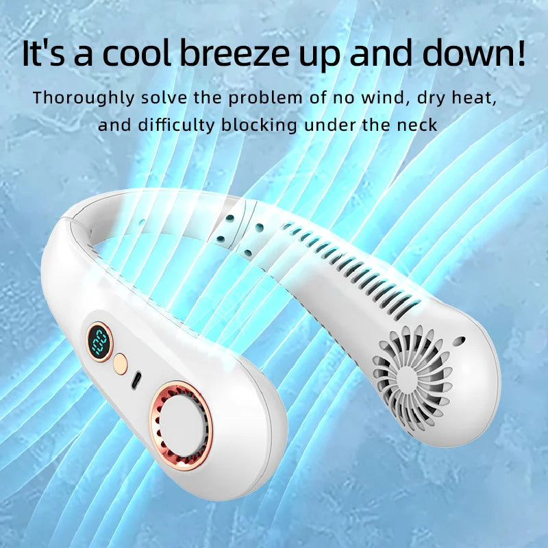 BreezeFlow Pro Bladeless Neck Fan | Hands-Free Personal Cooling | 8hr Battery | Festival, Sport & Travel