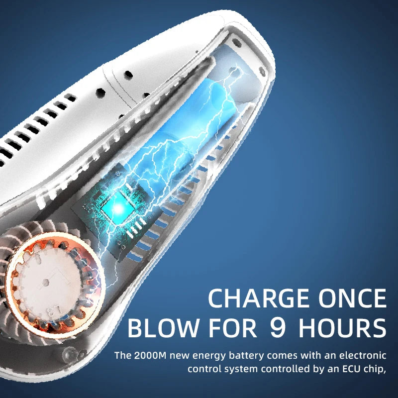 BreezeFlow Bladeless Neck Fan — 8hr Battery, Hands-Free Cooling