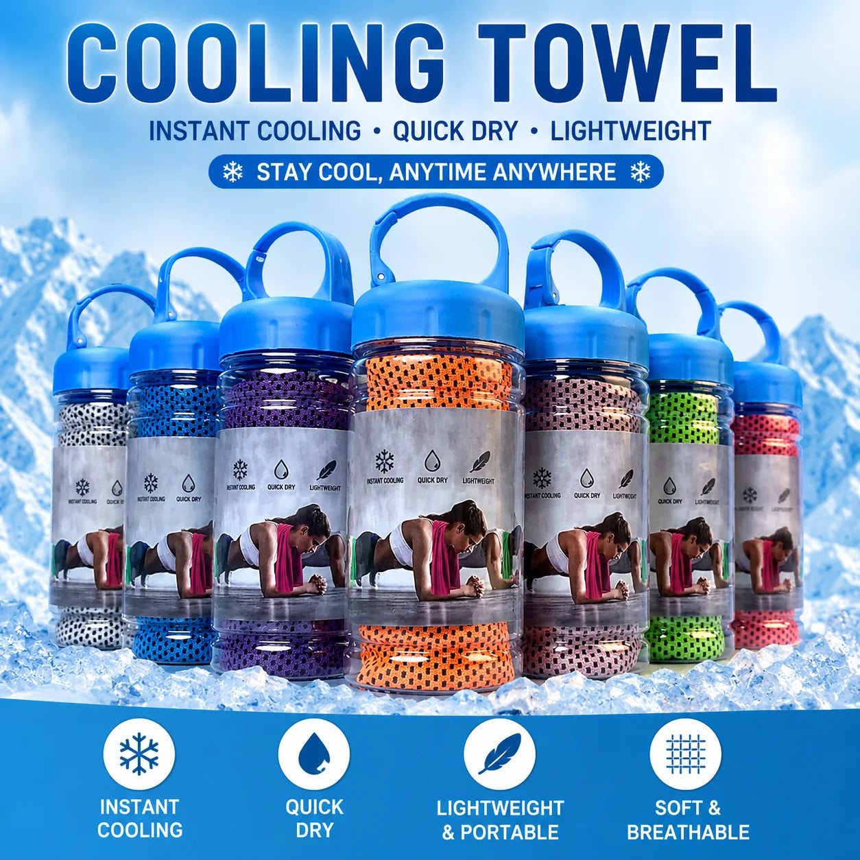 Instant-Cool Sports Towel Set — Ice-Cold Relief on the Go